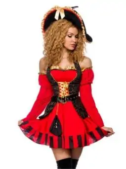 edles Piraten Kostüm rot/schwarz bestellen - Dessou24