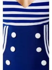 Vintage-Badeanzug mit Knöpfen blau/weiß von Belsira