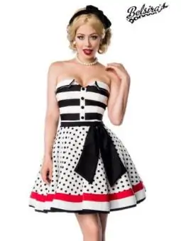 Trägerloses Kleid weiß/schwarz/rot von Belsira bestellen - Dessou24