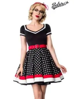 Kleid mit Gürtel schwarz/weiß/rot von Belsira bestellen - Dessou24