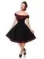 Schulterfreies Swing-Kleid Schwarz/Rot von Belsira