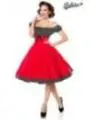 Schulterfreies Swing-Kleid Rot/Schwarz/Weiß von Belsira