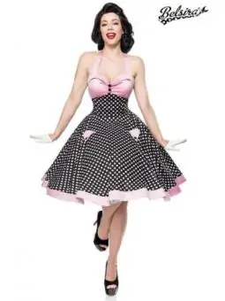 Vintage-Swing-Kleid Schwarz/Weiß/Rosa von Belsira bestellen - Dessou24