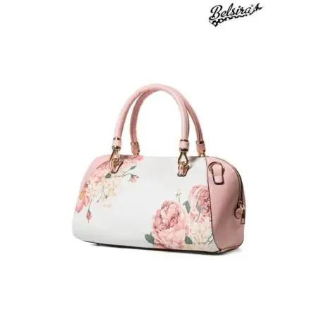 Retro Handtasche rosa/weiß