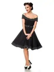 schulterfreies Swing-Kleid mit Gürtel schwarz von Belsira bestellen - Dessou24