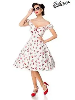 schulterfreies Kleid weiß/rot von Belsira bestellen - Dessou24