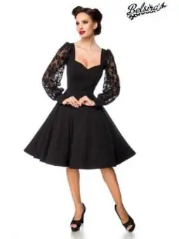 elegantes Kleid mit Spitzenärmel schwarz von Belsira bestellen - Dessou24