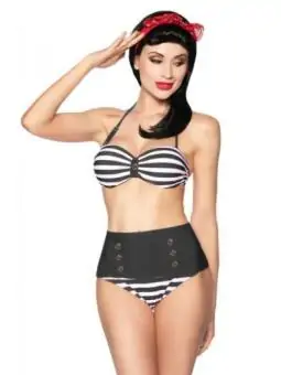 Vintage-Bandeau-Bikini schwarz/weiß bestellen - Dessou24