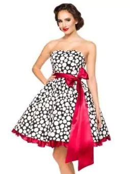 SONDERPOSTEN Vintage-Bandeau-Kleid schwarz/weiß/rot von Belsira bestellen - Dessou24