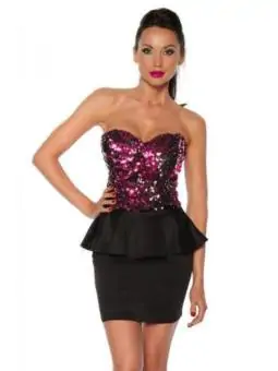 Vintage-Kleid mit Pailletten schwarz/pink bestellen - Dessou24