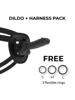 Harness + Silikon biegsamer Dildo schwarz 13 cm von Cock Miller bestellen - Dessou24