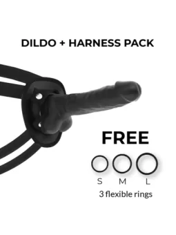 Harness + Silikon biegsamer Dildo schwarz 18 cm von Cock Miller bestellen - Dessou24