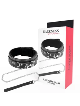 Schwarz Furry Halsband mit Leine von Darkness Bondage bestellen - Dessou24