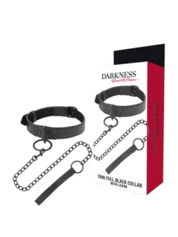Thin Full Halsband mit Leine Schwarz von Darkness Bondage bestellen - Dessou24