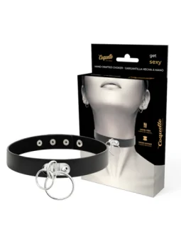 Handgefertigtes Halsband Vegan Kunstleder - Double Ring von Coquette Accessories bestellen - Dessou24