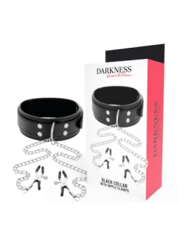 Halsband mit Nipple Clamps Schwarz von Darkness Bondage bestellen - Dessou24