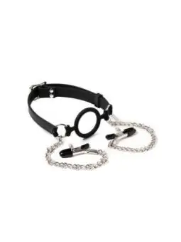 Mundknebel mit O-Ring und Nippelklemmen von Latex Play bestellen - Dessou24