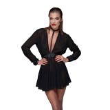 Schwarzes Chiffon Minikleid mit Choker F150 | Fesselliebe.de
