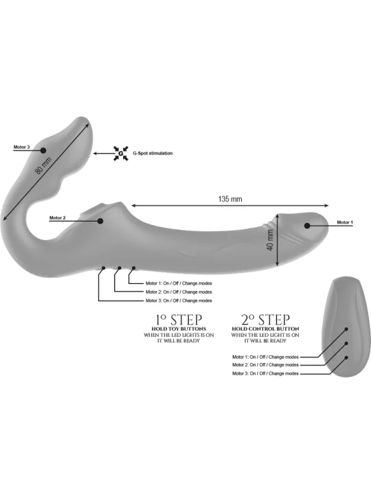 Remote Control Strap-On ohne Gürtel Vibrator 3 Motoren 1000 Kombinationen von Ibiza Technology