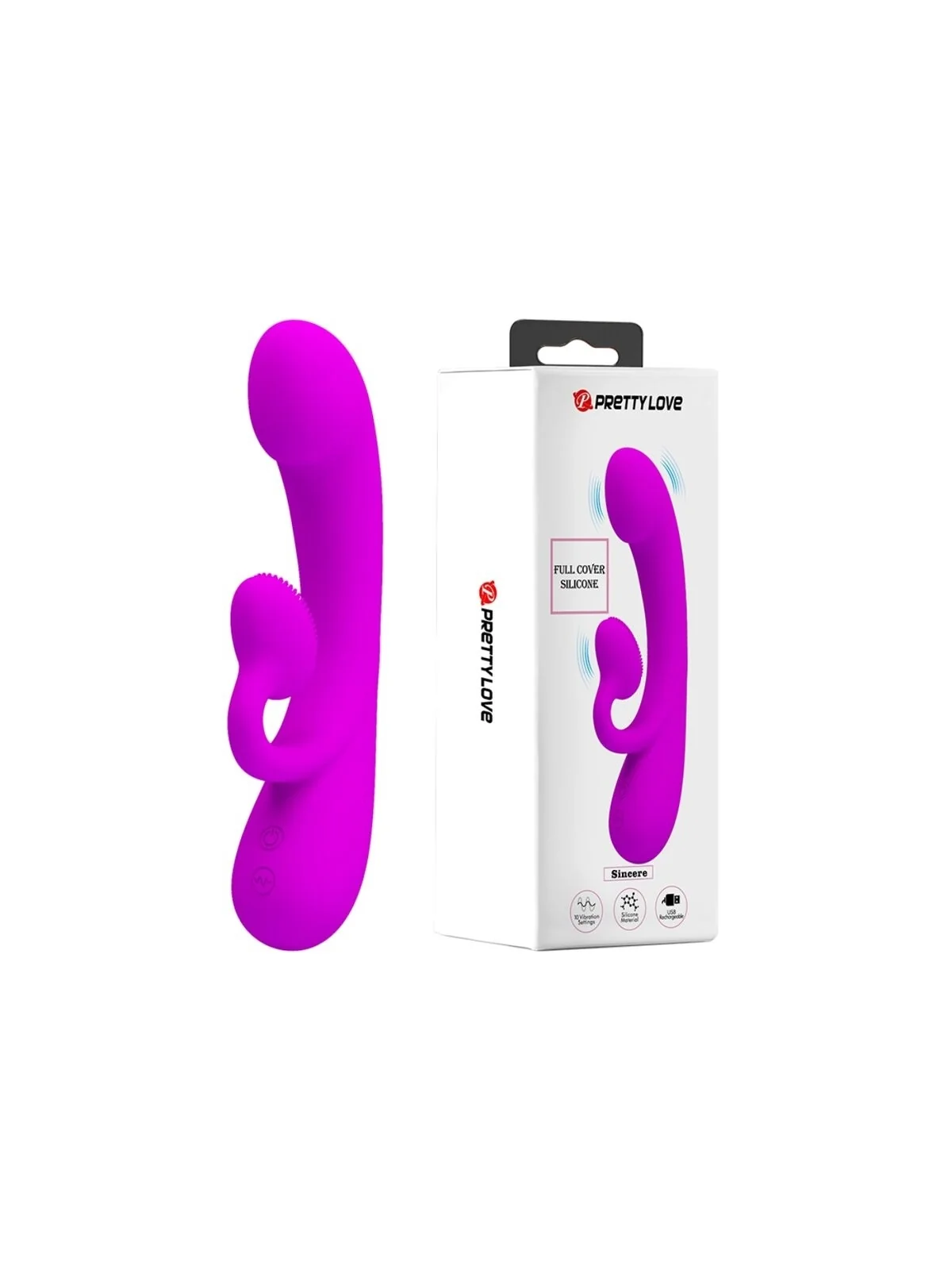 Vibrator und Klitoris-Sauger aus violettem Silikon von Pretty Love Flirtation
