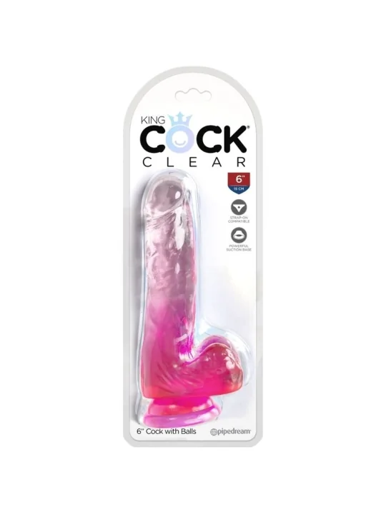 Realistischer Dildo mit Hoden 13,5 cm rosa von King Cock