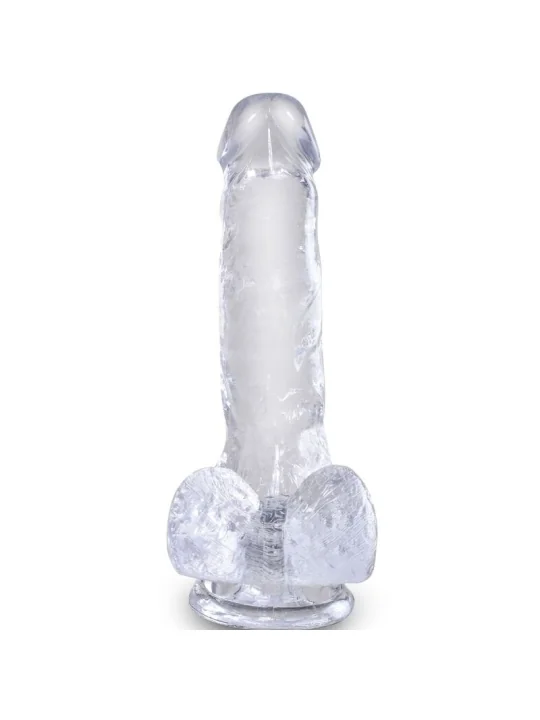 Realistischer Dildo mit Hoden 13,5 cm transparent von King Cock