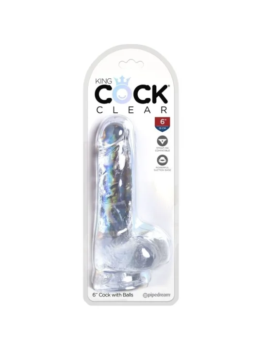 Realistischer Dildo mit Hoden 13,5 cm transparent von King Cock