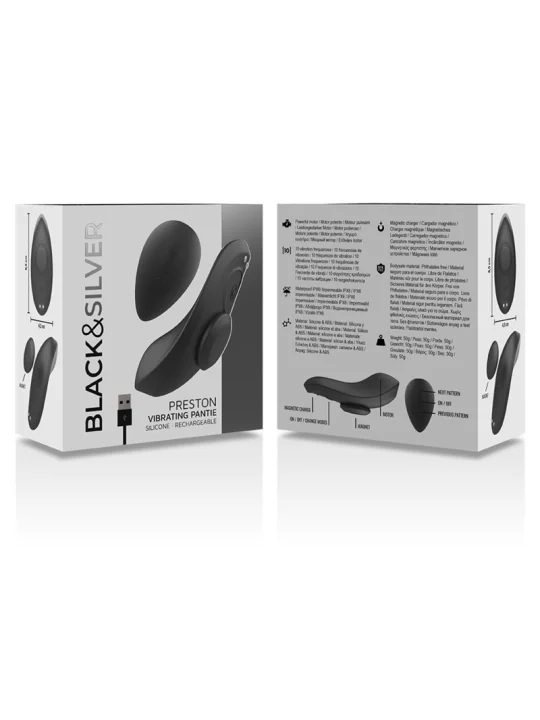 Preston Wiederaufladbarer Silikon-Vibrator-Pantie Schwarz von Black&Silver