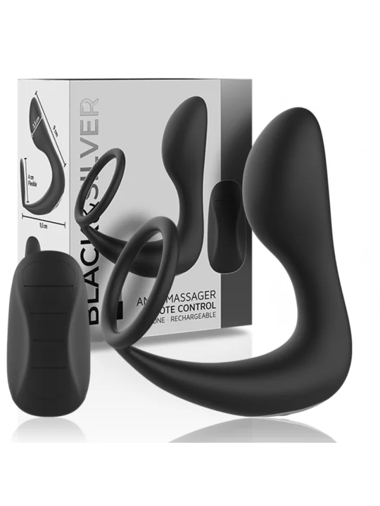 Analmassager mit Fernbedienung, Wiederaufladbares Silikon Schwarz von Black&Silver