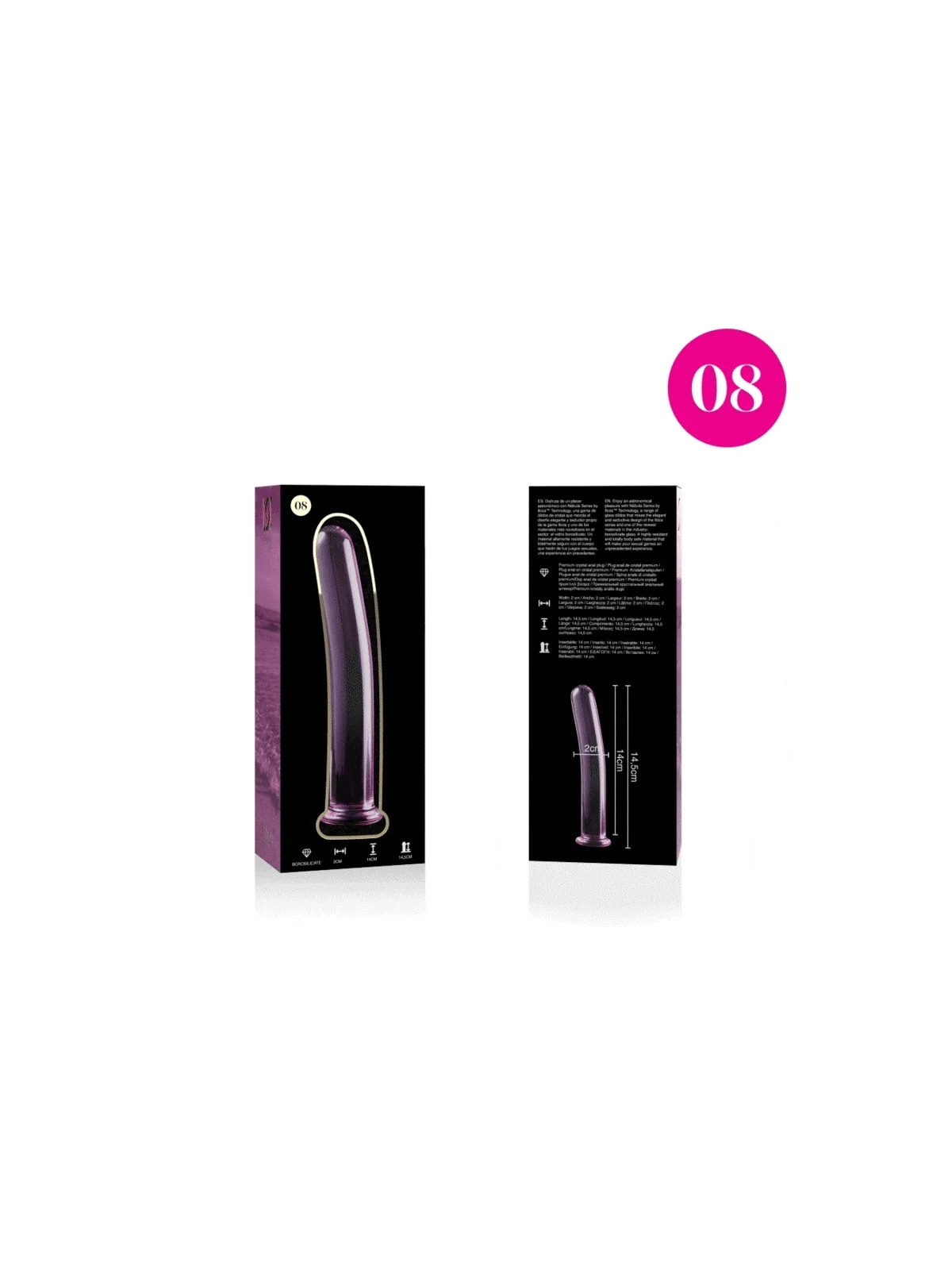 Modell 8 Dildo Borosilikatglas 14,5 X 2 cm Rosa von Nebula Series By Ibiza