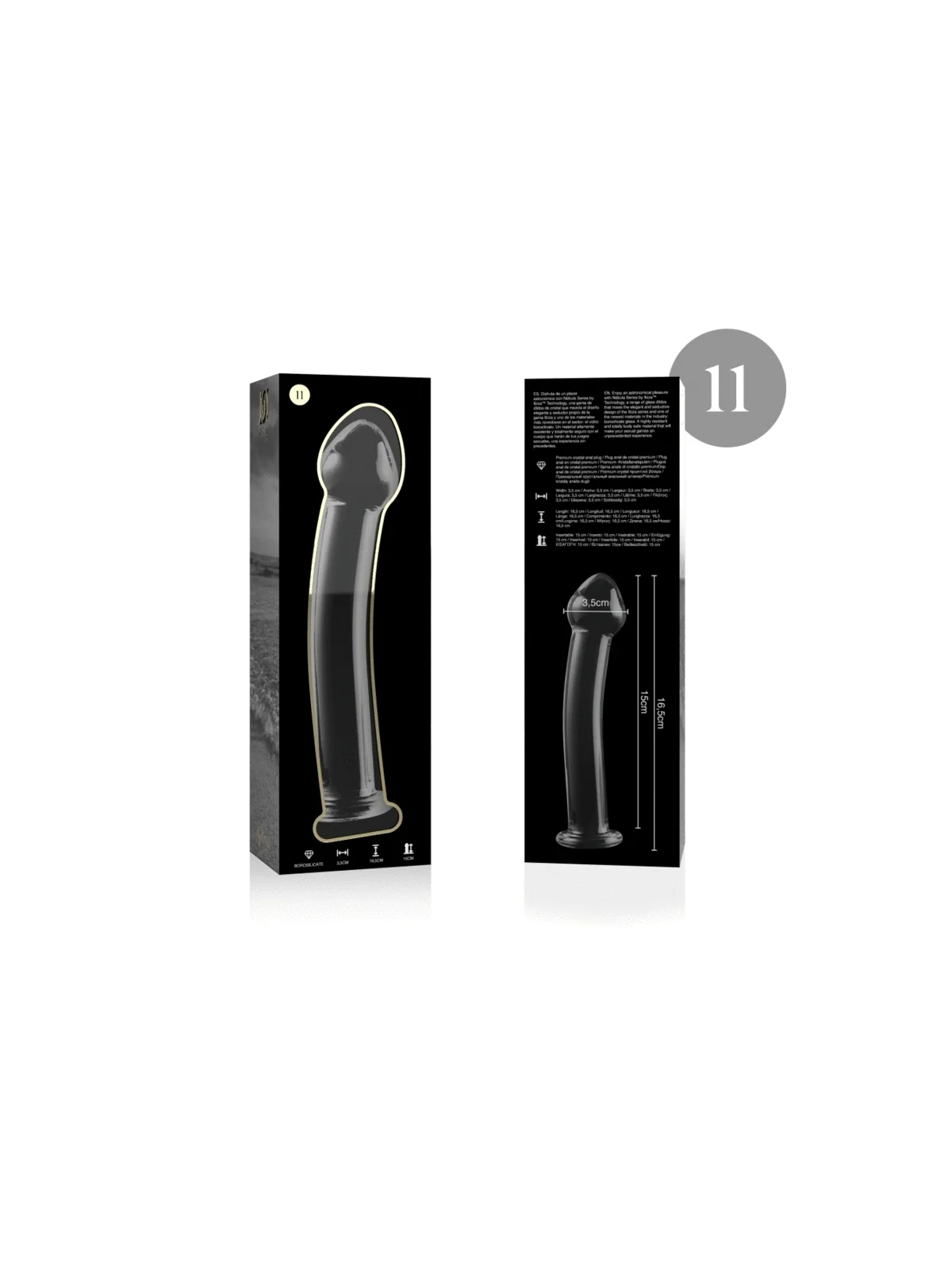 Modell 11 Dildo Borosilikatglas 16 X 3 cm Klar von Nebula Series By Ibiza