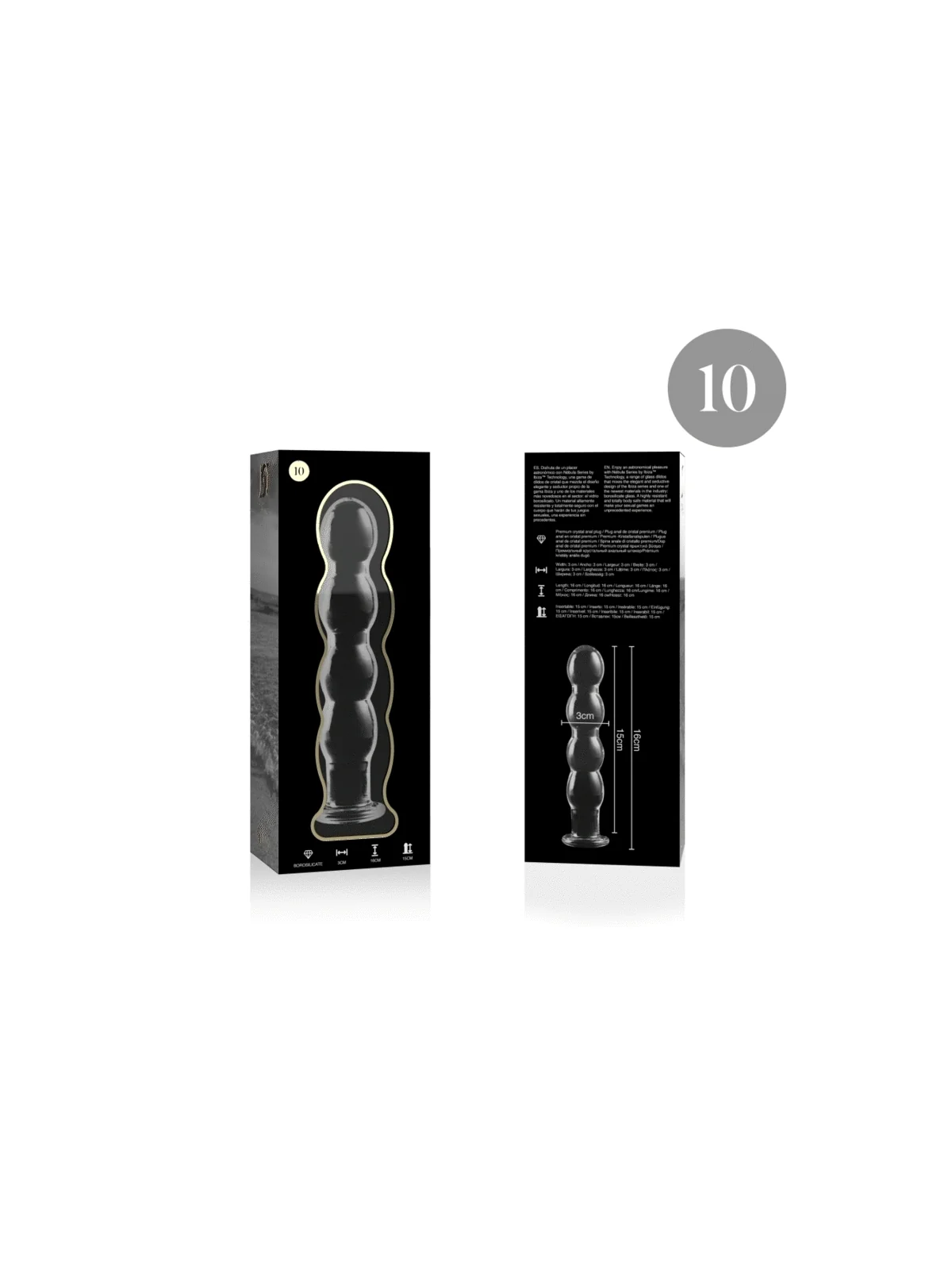 Modell 10 Dildo Borosilikatglas 16,5 X 3,5 cm Klar von Nebula Series By Ibiza