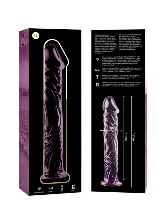 Modell 12 Dildo Borosilikatglas 17 X 3,5 cm Rosa von Nebula Series By Ibiza