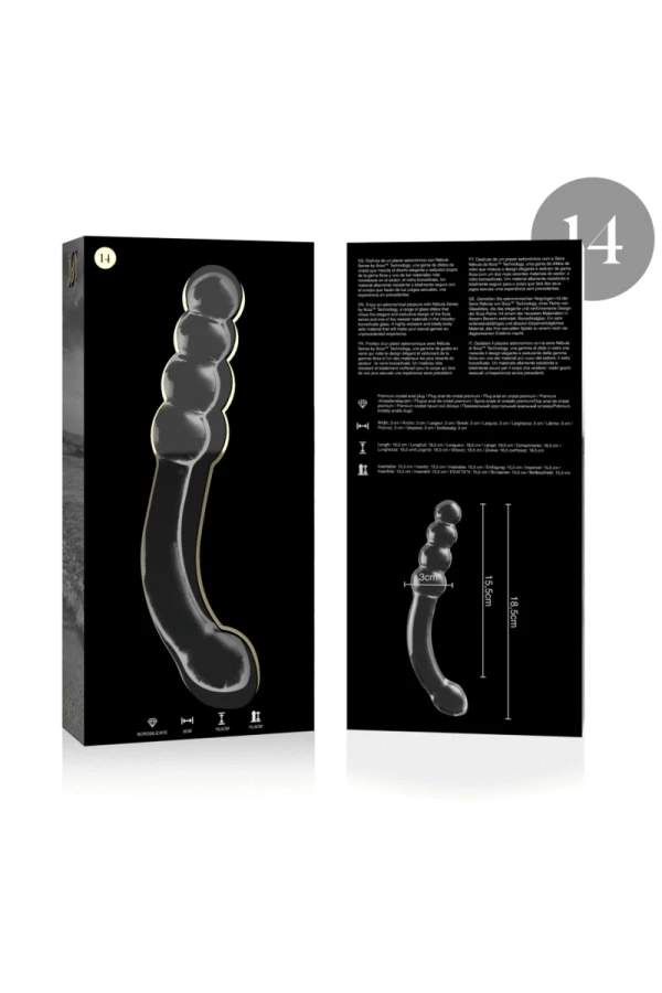 Modell 14 Dildo Borosilikatglas Klar 18.5 cm -O- 3 cm von Nebula Series By Ibiza