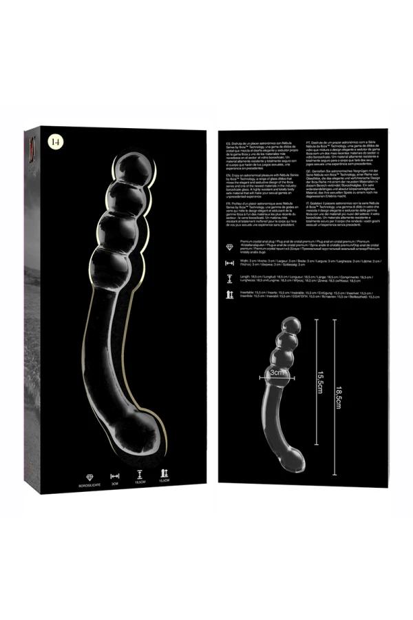 Modell 14 Dildo Borosilikatglas Klar 18.5 cm -O- 3 cm von Nebula Series By Ibiza