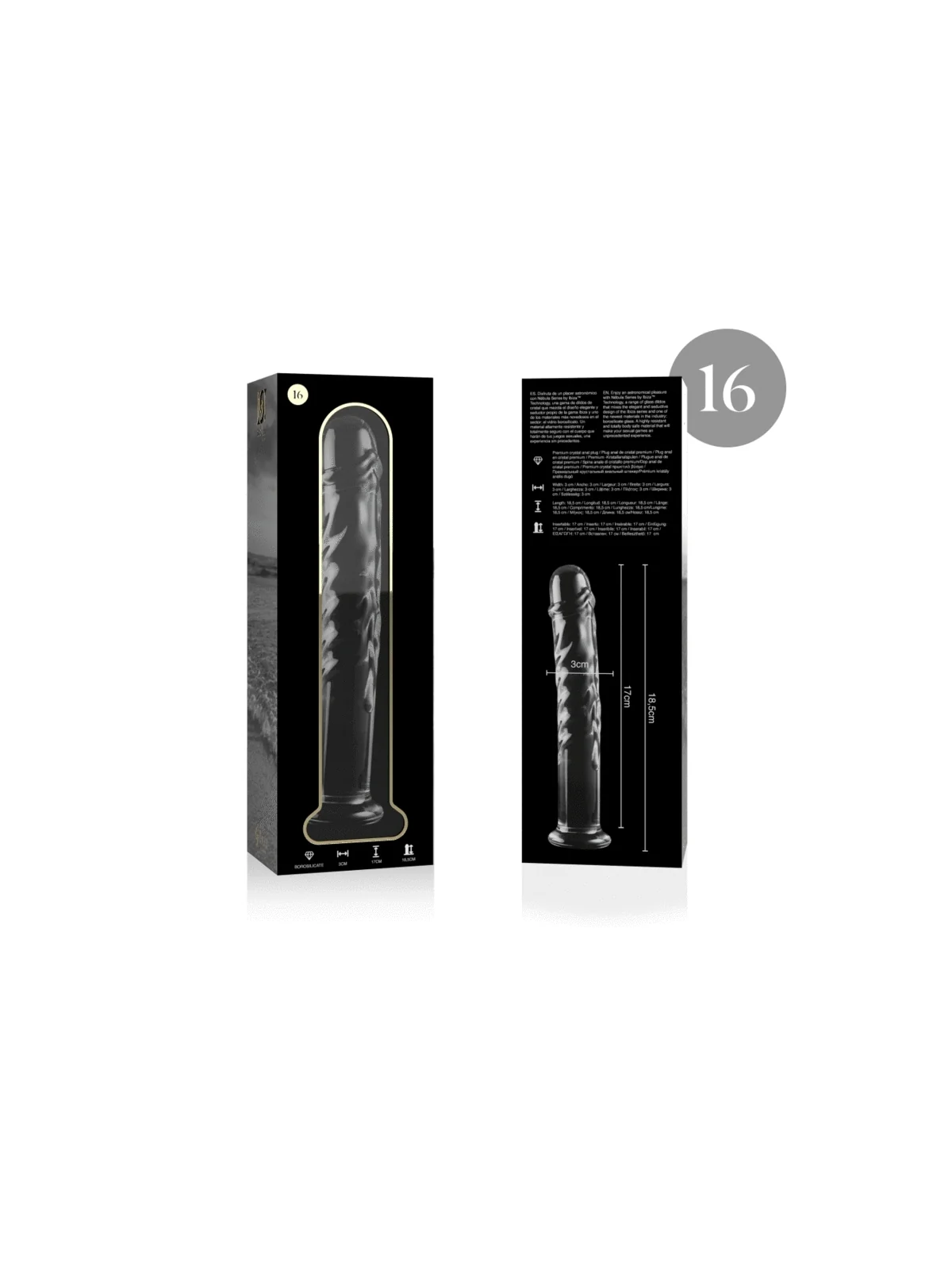 Modell 16 Dildo Borosilikatglas 18,5 X 3 cm Klar von Nebula Series By Ibiza