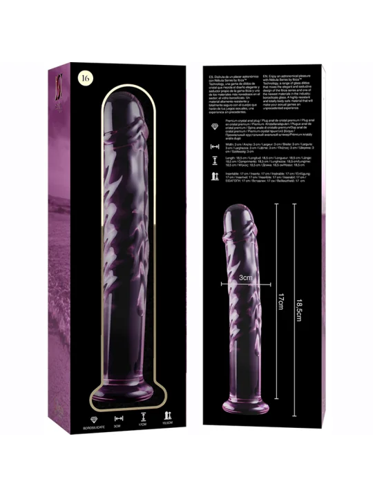 Modell 16 Dildo Borosilikatglas 18,5 X 3 cm Rosa von Nebula Series By Ibiza