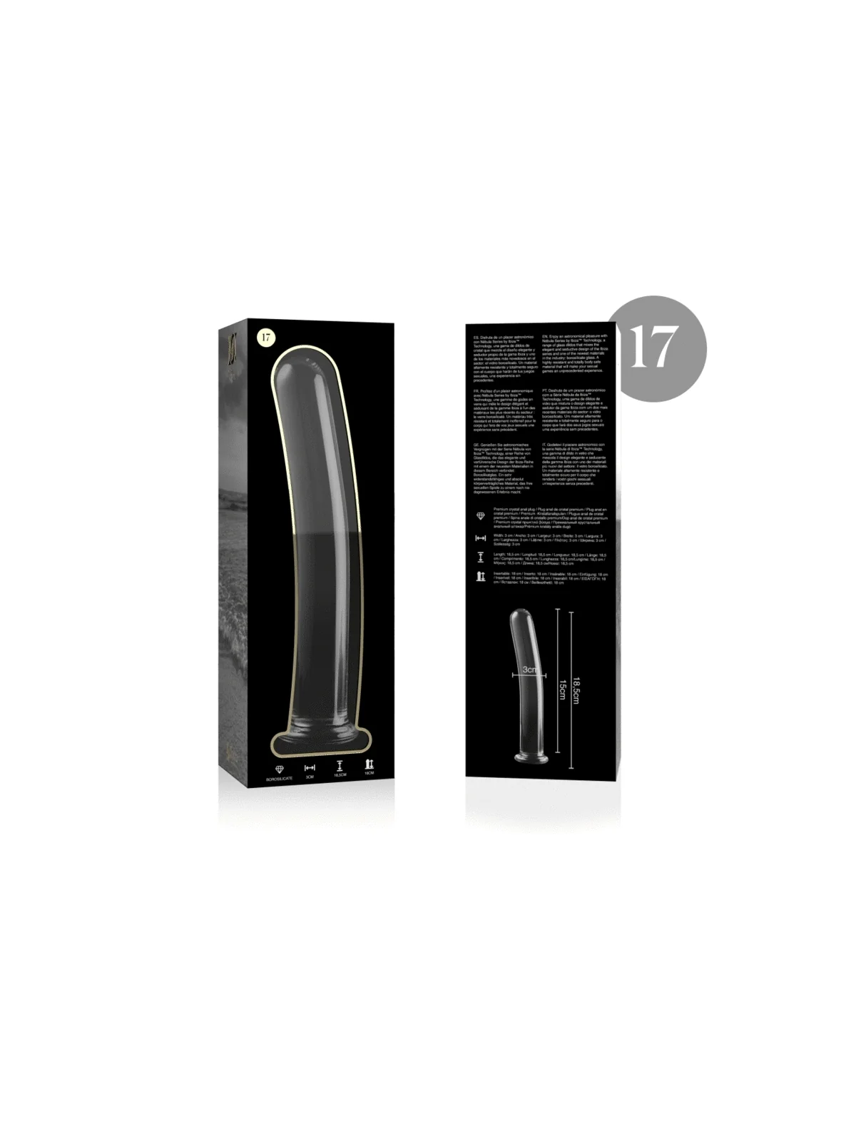 Modell 17 Dildo Borosilikatglas 18,5 X 3 cm Klar von Nebula Series By Ibiza