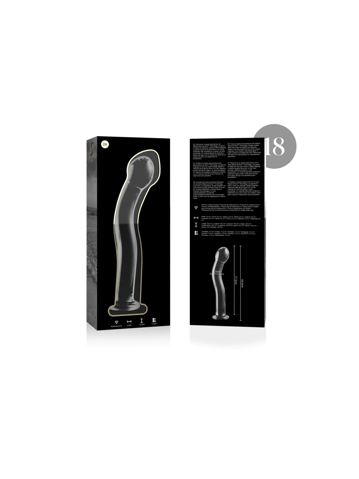 Modell 18 Dildo Borosilikatglas 18,5 X 3,5 cm Klar von Nebula Series By Ibiza