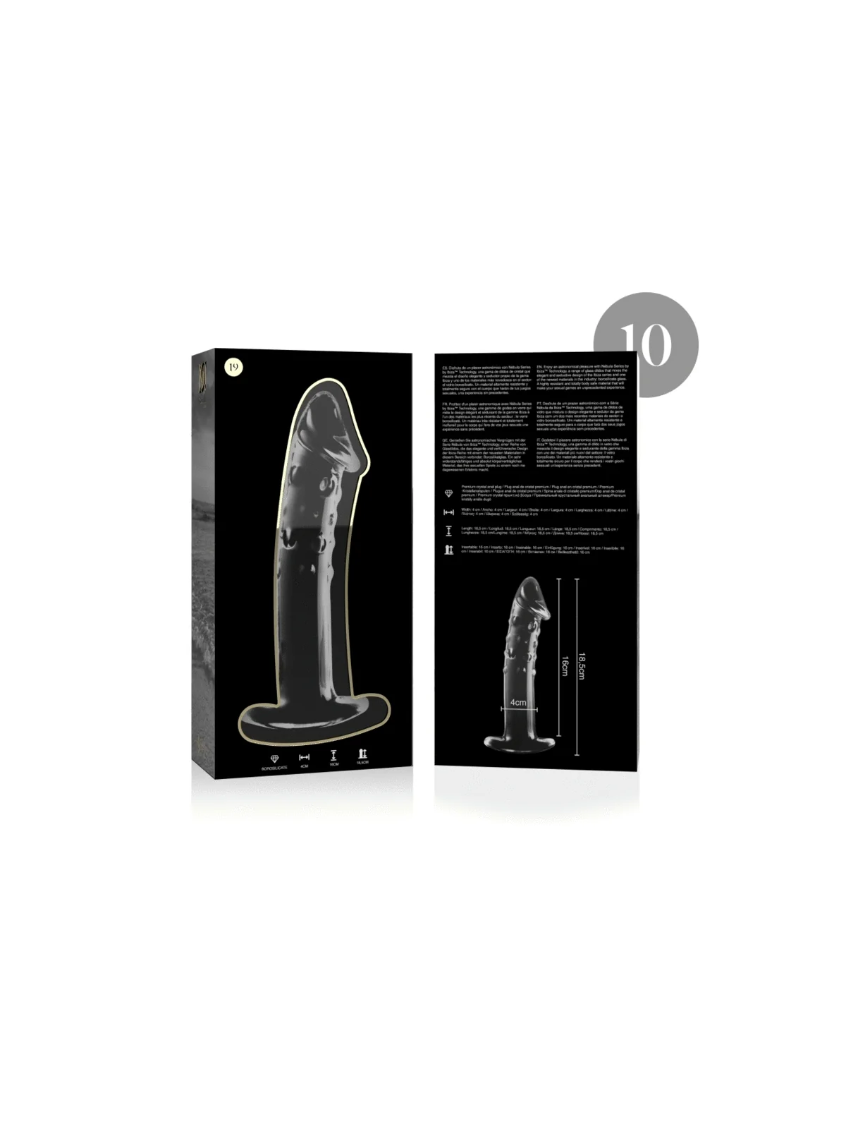 Modell 19 Dildo Borosilikatglas 18,5 X 4 cm Klar von Nebula Series By Ibiza