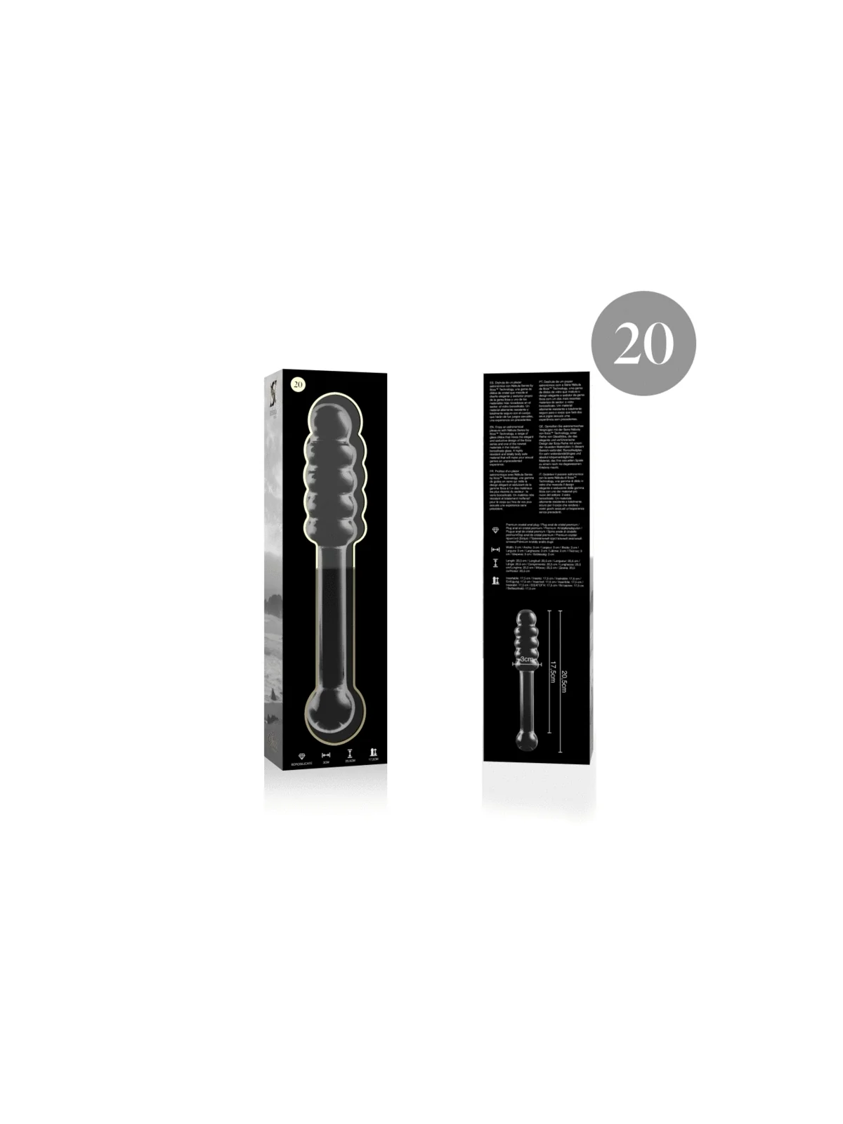 Modell 20 Dildo Borosilikatglas 20,5 X 3 cm Klar von Nebula Series By Ibiza