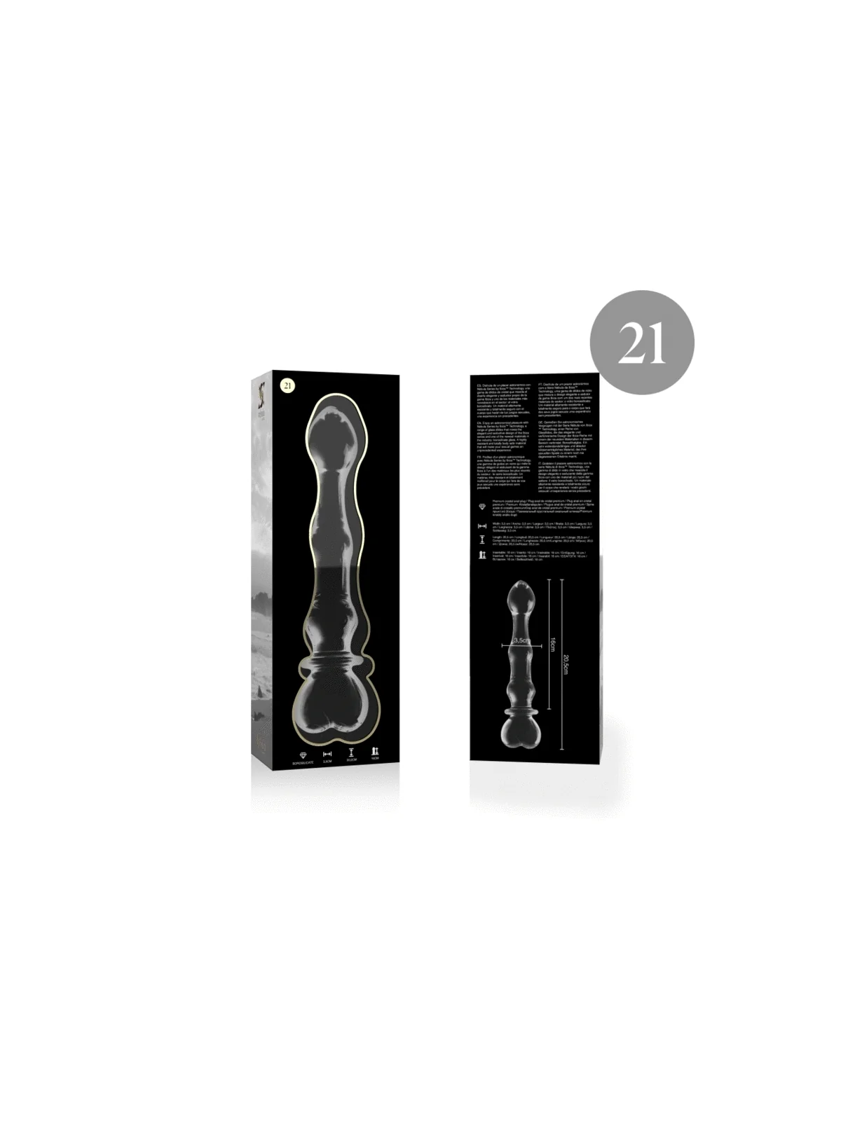 Modell 21 Dildo Borosilikatglas 20,5 X 3,5 cm Klar von Nebula Series By Ibiza