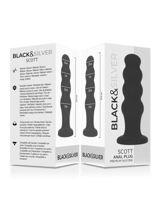 Black&Silver - Scott Premium Silikon Analplug Schwarz von Black&Silver