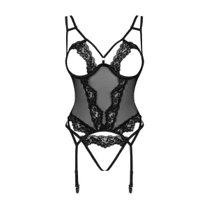 ♥ Setilla Korsett & Ouvert Tanga Schwarz von Obsessive ♥