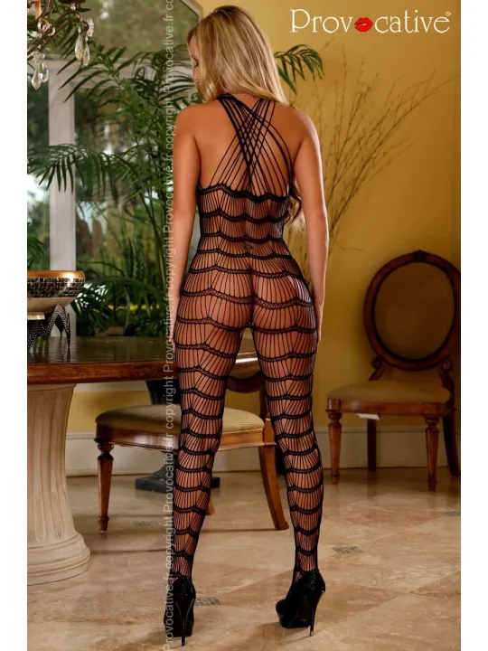 Schwarzes Netz-Catsuit Pr4188, Bodystocking von Provocative