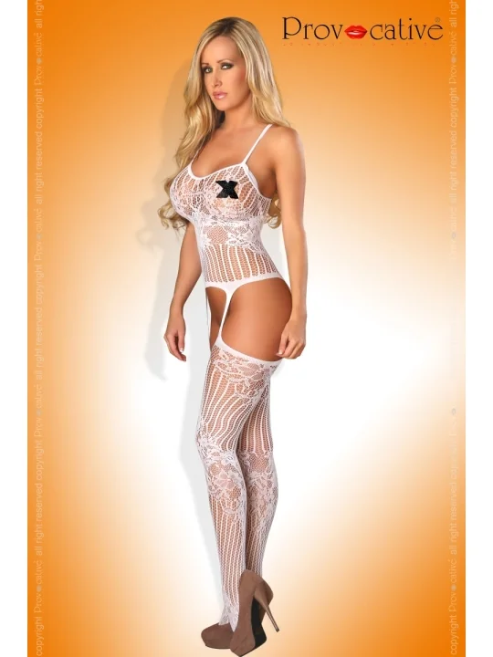 Weißes Netz-Catsuit Ouvert Pr4460, Bodystocking von Provocative