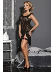 Schwarzes Babydoll M/1005 Black Angel mit Strumpfband von Andalea Dessous