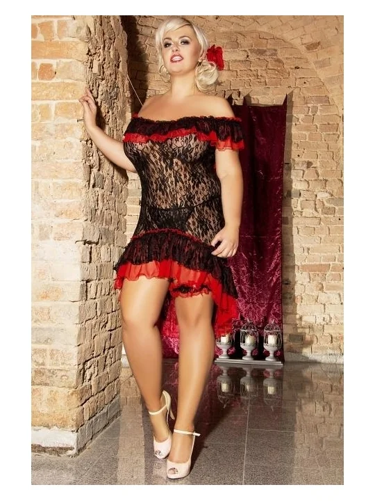 Schwarzes Babydoll S/3018 Flamenco mit T-String von Andalea Dessous