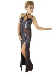 Langes Silbernes Wetlook-Kleid M/1069 von Andalea