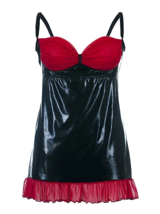 Schwarzes Wetlook Chemise Sb/1011 Sexy Base Kollektion von Andalea